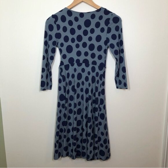 BODEN Blue Polka Dot Wrap ‎ Dress Size 4 Petite - Picture 7 of 7